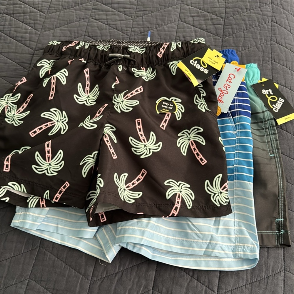 Three Pairs Boys Swim Trunks